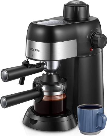 FOHERE Espresso Machine, 3.5 Bar 4 Cup Steam Espresso Machine, Espresso and Cappuccino Maker
