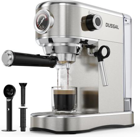 DUSSAL Espresso Machines, 20 Bar Professional Coffee Maker with Steam Milk Frother