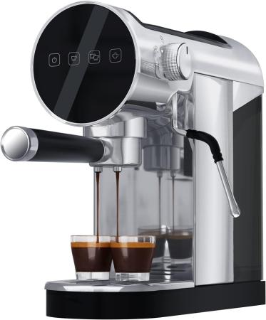 20 Bar Espresso Machine with Lcd Display, Espresso Coffee Maker with Milk Frother Steamer
