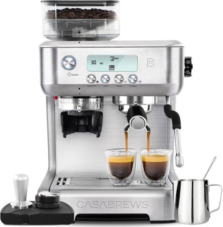 CASABREWS Espresso Machine with Grinder, Barista Espresso Maker with Milk Frother Steam Wand