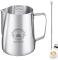 Milk Frothing Pitcher, 12oz Stainless Steel Coffe Steaming Pitcher