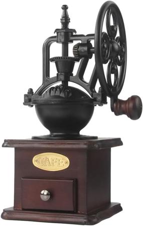 Manual Coffee Grinder Antique Cast Iron Hand Crank Coffee Mill with Grind Settings & Catch Drawer